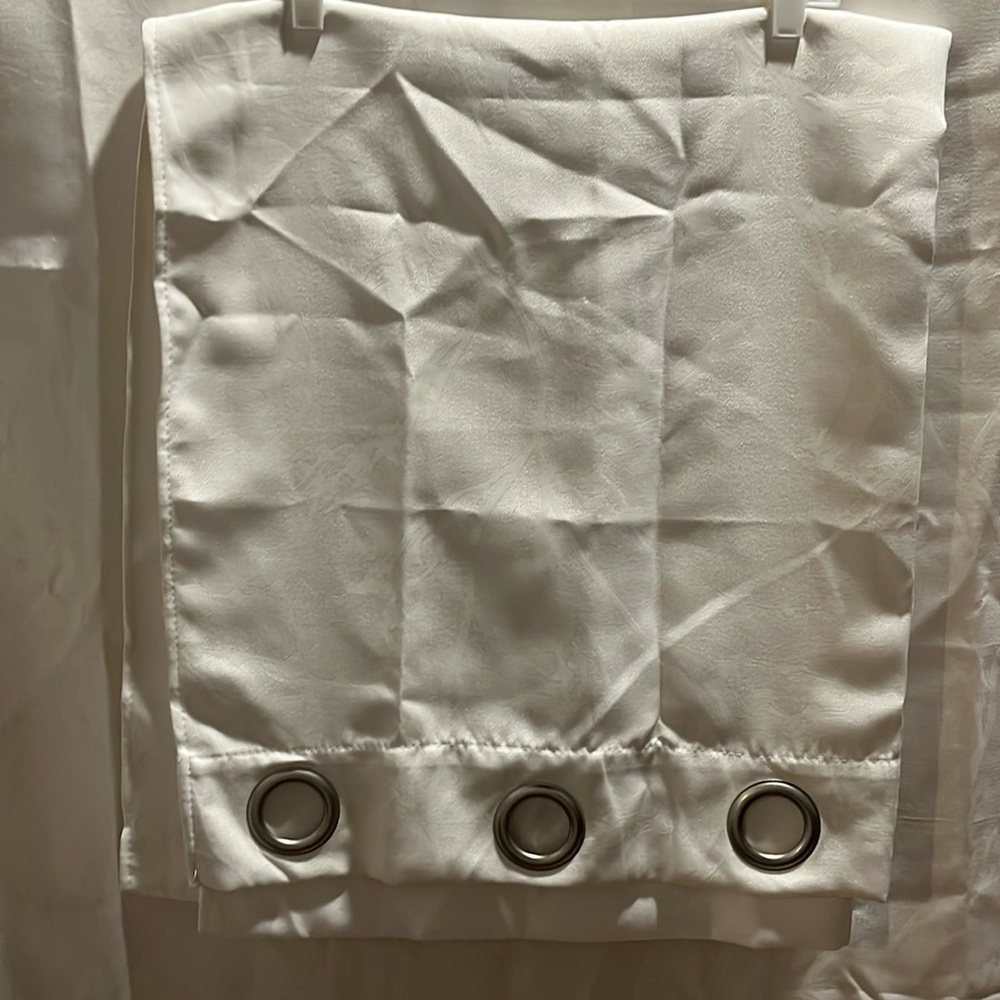 FOUR PANELS WHITE CURTAINS 72” LONG x 36” WIDE SUBTLE WHITE BRANCH DESIGN